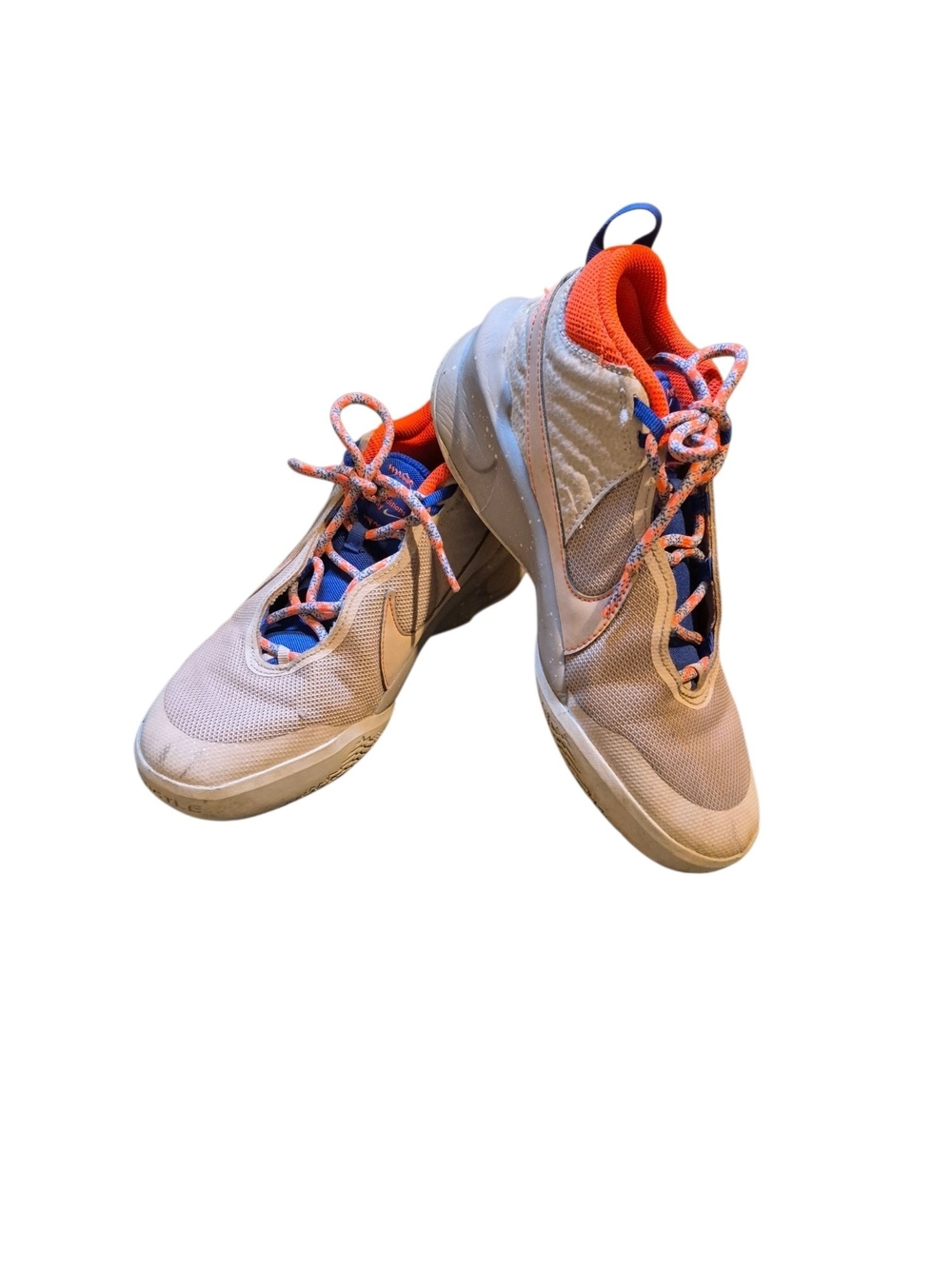 Nike Light Beige Athletic Sneakers with Orange Lining and Multicolor Laces
